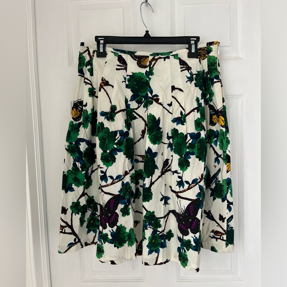 Samantha Sung Elegant Patterned A-line cotton skirt size 8
